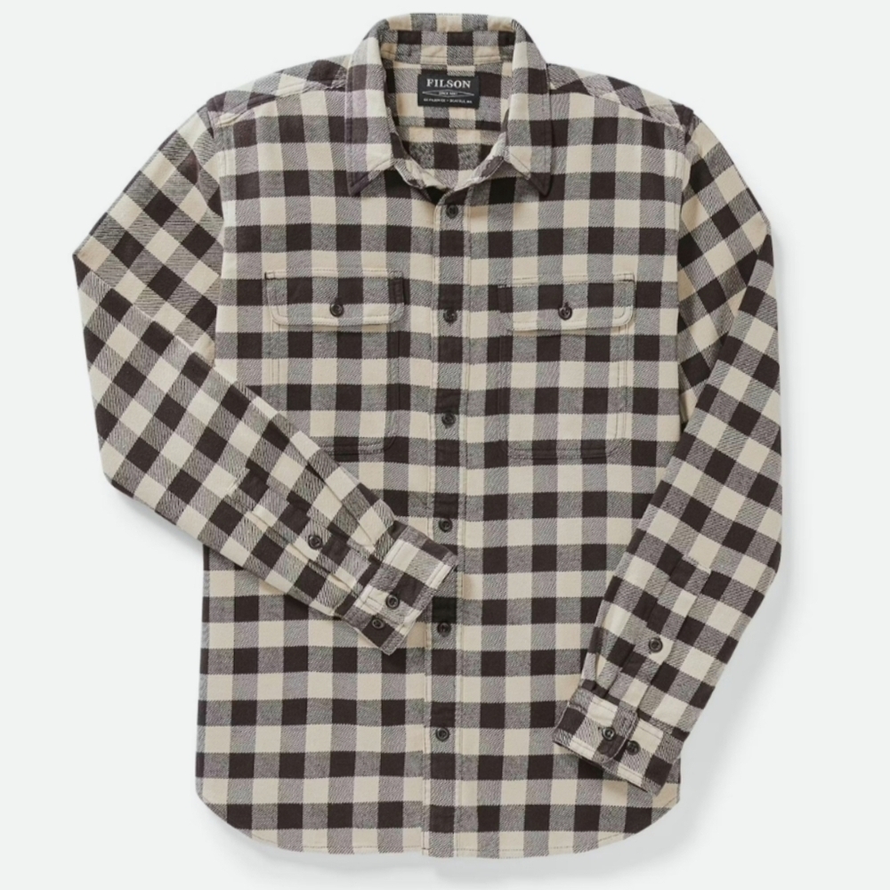 Filson Vintage Flannel Long Sleeve Workshirt Brown Tan